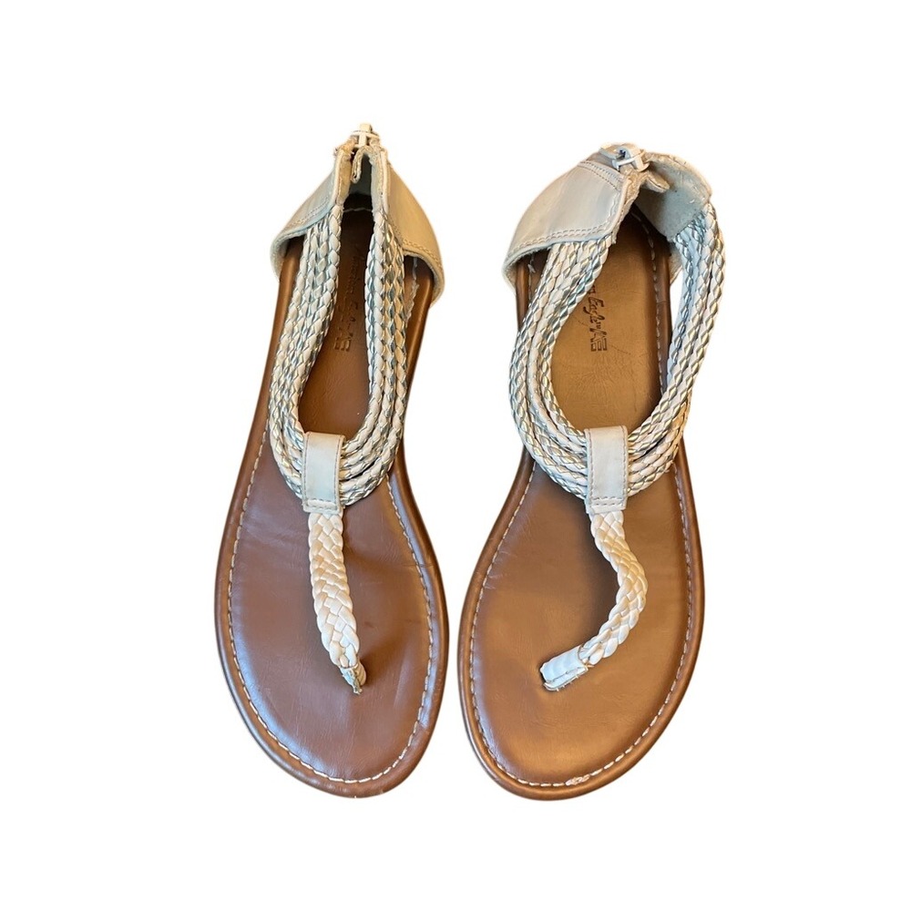 White Braided Sandals Kids Size 3 American Eagle Silver Metallic Gladiator Flat